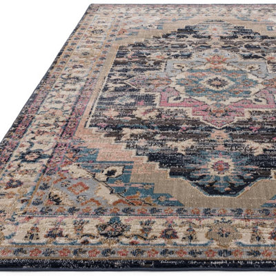 Traditional Persian Floral Bordered  Easy to clean Rug for Dining Room Bed Room and Living Room-195cm X 290cm