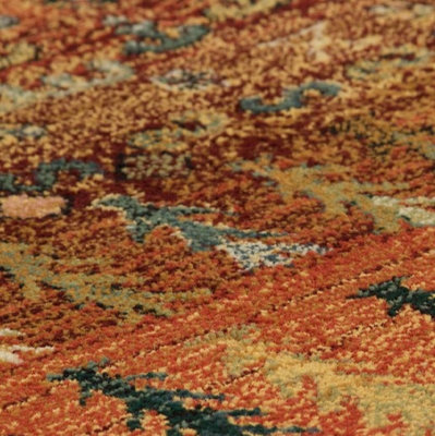 Traditional Persian Floral Easy to Clean Gold Rust Oriental Rug for Dining Room-120cm X 180cm