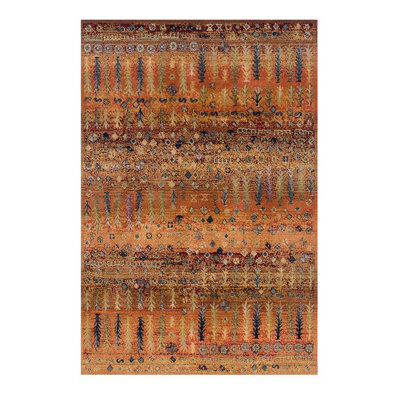 Traditional Persian Floral Easy to Clean Gold Rust Oriental Rug for Dining Room-120cm X 180cm