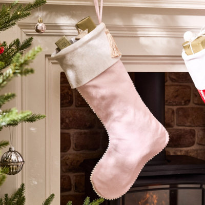 Traditional Pink Berkeley Velvet Xmas Gift Decoration Christmas Stocking