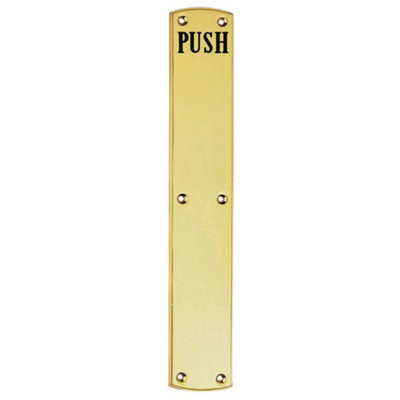 Traditional Push Engraved Door Finger Plate 457 x 75mm Polished Brass