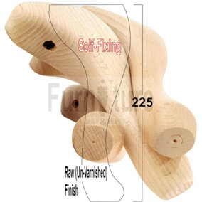 Traditional Queen Anne Raw Wood Legs 225mm High 4 Furniture Feet Chairs Sofa Footstool Bed Cabinet Screw Fix PKC2061