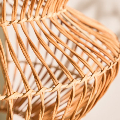 Traditional Rattan Pot Bellied Easy Fit Decor Ceiling Shade H29 x D29cm