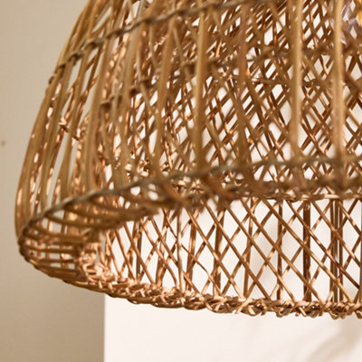 Traditional Rattan Twin Spiral Easy Fit Decor Ceiling Shade H32 x D50cm