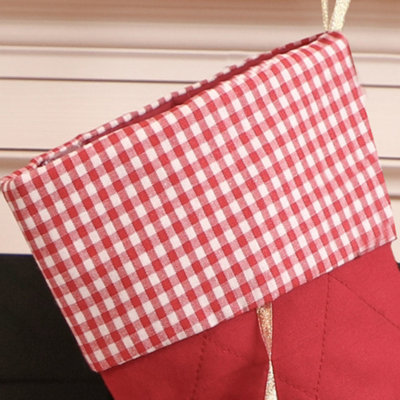 Traditional Red Gingham Xmas Gift Decoration Christmas Stocking - 3