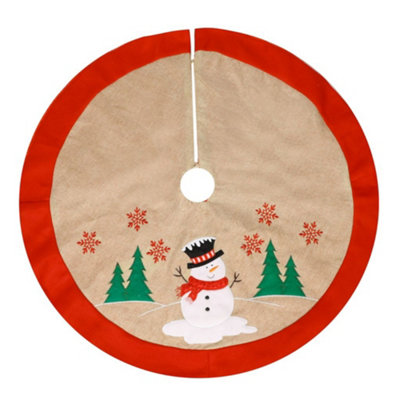 Traditional Red Snowman Xmas Christmas Decoration Tree Skirt