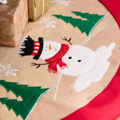 Traditional Red Snowman Xmas Christmas Decoration Tree Skirt - 3