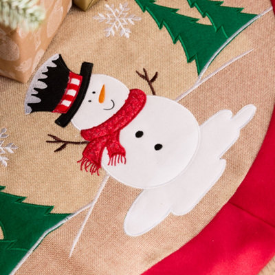 Traditional Red Snowman Xmas Christmas Decoration Tree Skirt - 5
