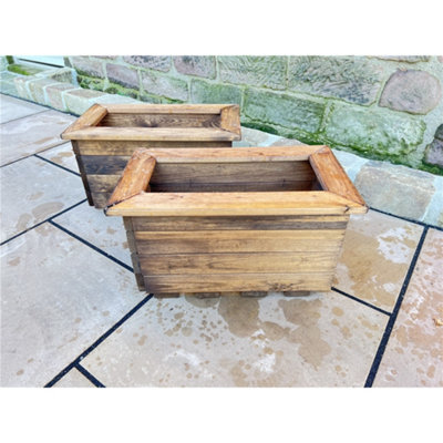 Traditional Regular Wooden Trough Planter x 2