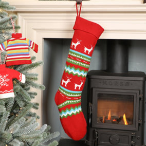 Traditional Reindeer Xmas Gift Decoration Christmas Stocking