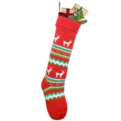 Traditional Reindeer Xmas Gift Decoration Christmas Stocking