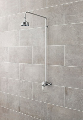 Traditional Rigid Riser Shower Kit with Swivel Spout - Chrome - Balterley