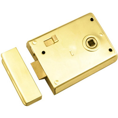 Traditional Rim Deadlock & SNIB 105 x 81mm Polished Brass Door Lock ...