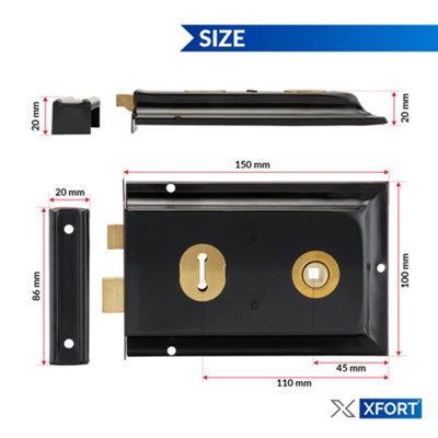 Traditional Rimlock, Surface Mounted Rim Sashlock with in-Built Latch ...