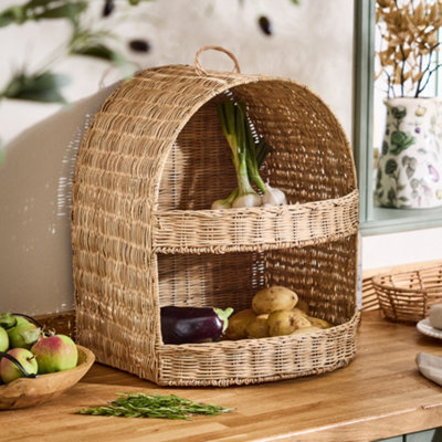 Traditional Round 2 Tier Kitchen Storage Basket Rack
