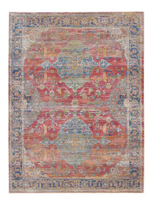 Traditional Rug, Stain-Resistant Floral Rug, Anti-Shed Rug, Persian Multi Rug for Bedroom, Living Room-122cm (Circle)