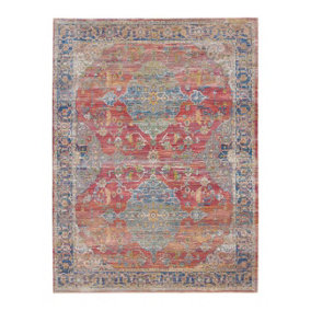 Traditional Rug, Stain-Resistant Floral Rug, Anti-Shed Rug, Persian Multi Rug for Bedroom, Living Room-122cm X 183cm