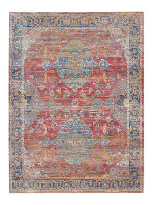 Traditional Rug, Stain-Resistant Floral Rug, Anti-Shed Rug, Persian ...