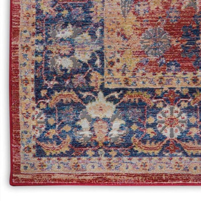 Traditional Rug, Stain-Resistant Floral Rug, Persian Red Rug, Anti-Shed Rug for Bedroom, & Livingroom-160cm X 229cm