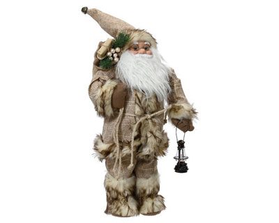 Traditional Rustic Father Christmas Figure 30cm Nordic Standing Santa