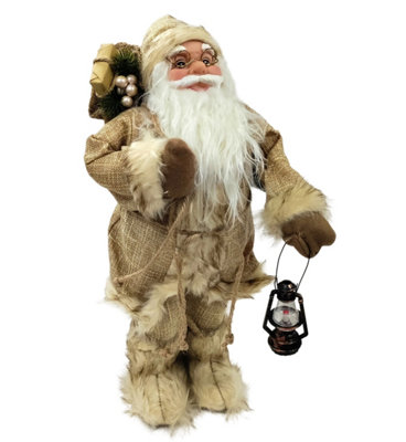 Traditional Rustic Father Christmas Figure 30cm Nordic Standing Santa