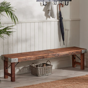Traditional Rustic Reclaimed Hallway Home Furniture Seating Bench 180Cm