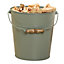 Traditional Sage Green Country Fireside Coal, Log and Kindling Bucket Gift for Father's Day