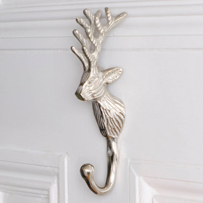 Traditional Silver Stag Coat Peg Hanger Wall Hook DIY at B Q