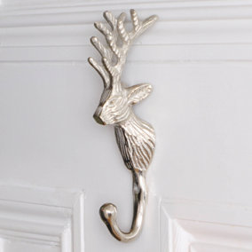 Traditional Silver Stag Coat Peg Hanger Wall Hook