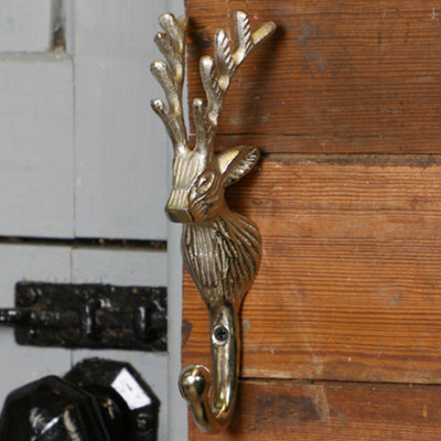 Traditional Silver Stag Coat Peg Hanger Wall Hook - 3