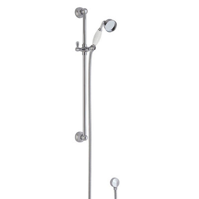 Traditional Slide Rail Shower Kit with Outlet Elbow - Chrome/White - Balterley