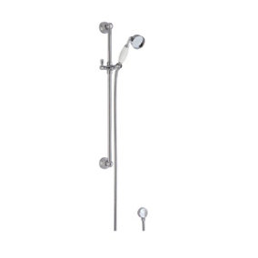 Traditional Slide Rail Shower Kit with Outlet Elbow - Chrome/White - Balterley