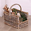 Traditional Small Rattan Open Ended Fireside Logs Storage, Firewood Storage Basket