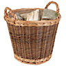 Traditional Small Wicker Logs Storage Basket with Lining