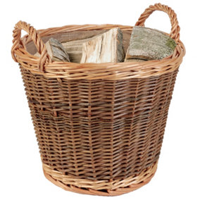 Traditional Small Wicker Logs Storage Basket with Lining