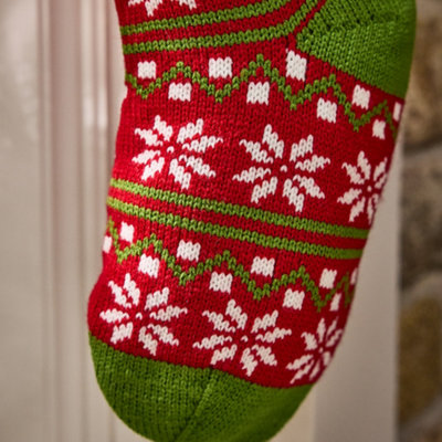 Traditional Snowflake Nordic Chunky Knit Xmas Gift Decoration Christmas Stocking - 3