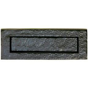 Traditional Sprung Letterbox Plate 233mm Fixing Centres Black Antique Finish