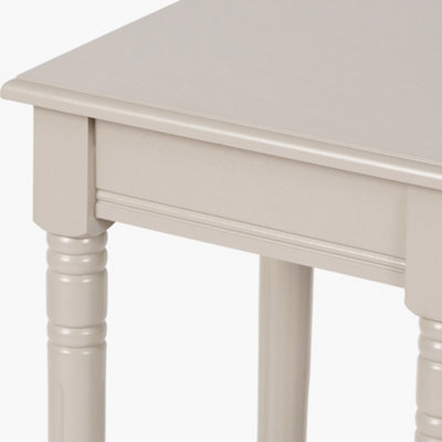 Traditional Square Taupe Side Accent Table with Bottom Shelf