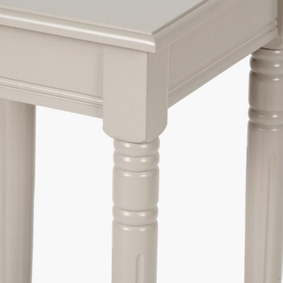 Traditional Square Taupe Side Accent Table with Bottom Shelf