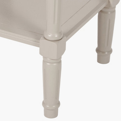 Traditional Square Taupe Side Accent Table with Bottom Shelf