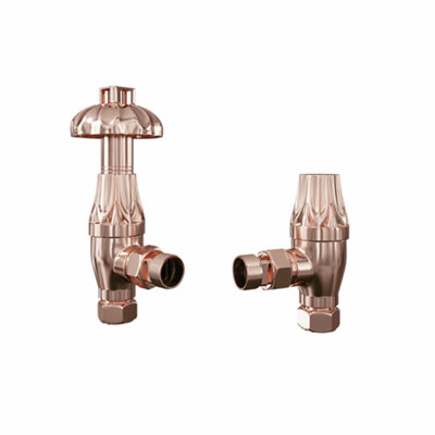 Traditional Style Angled Thermostatic Radiator Valve & Lockshield ...