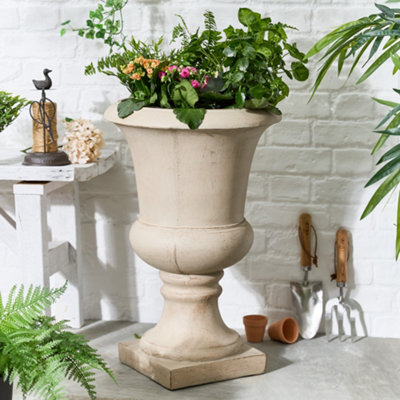 Traditional Style Beige Concrete effect Urn Outdoor Garden Planter