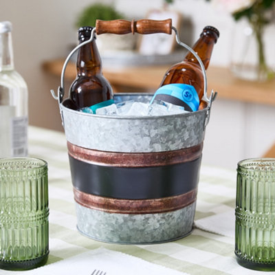 Traditional Style Black Band Ice Bucket Bottle Bucket