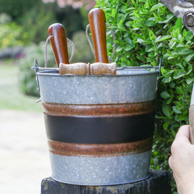 Traditional Style Black Band Indoor Outdoor Tools Storage Bucket - 3