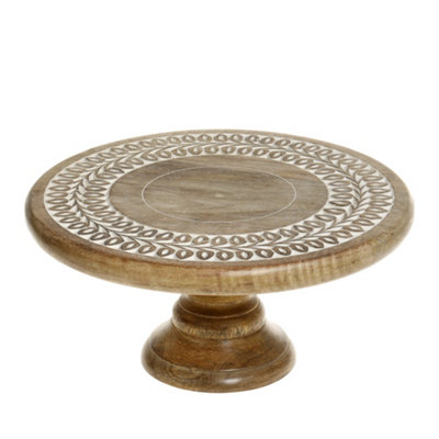 Traditional Style Carved Wooden Cake Stand