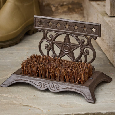 Traditional Style Cast Iron Star Outdoor Garden Boot Brush & Scraper