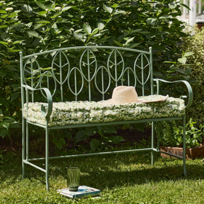 Traditional Style Green Iron Outdoor Garden Bench - 3