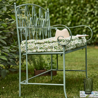 Traditional Style Green Iron Outdoor Garden Bench - 4