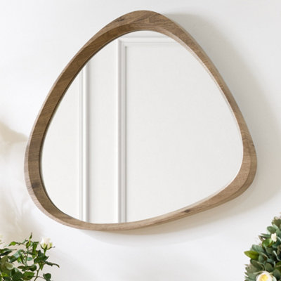 Traditional Style Hallway Bedroom Wooden Framed Curved Wall Mirror