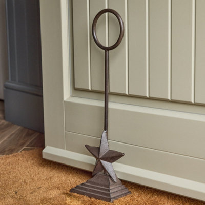 Traditional Style Home Décor Cast Iron Star Doorstop with Handle